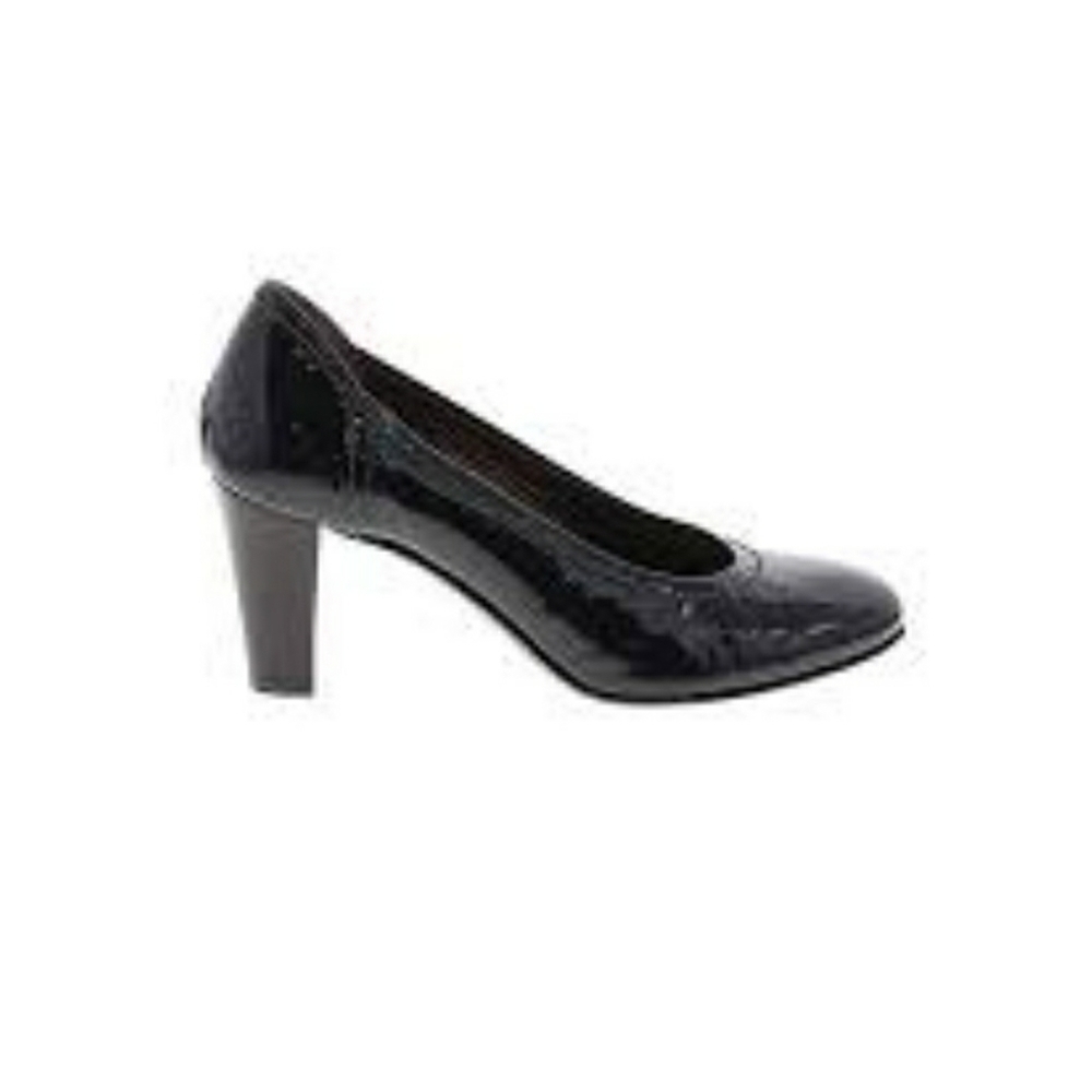 Agl Black Patent Leather Block-Heel Pump